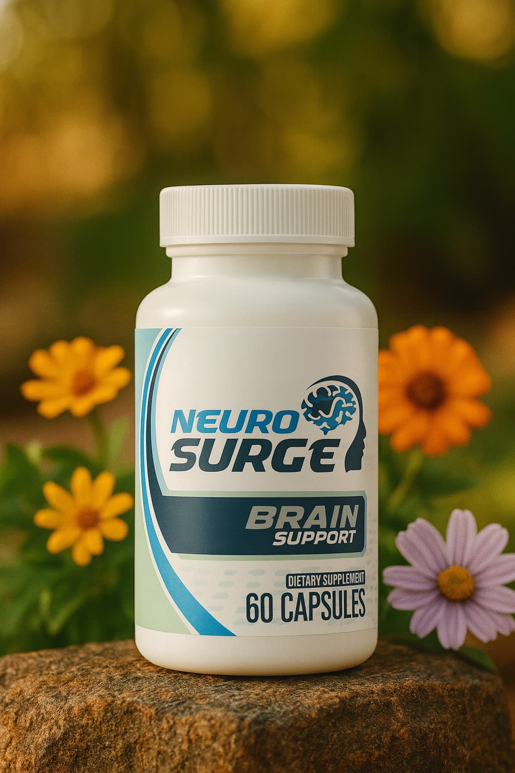 Neuro Surge brain support capsules with flowers